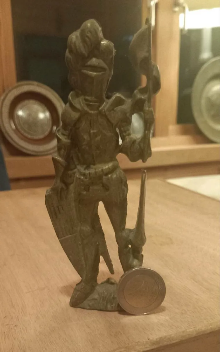 Brass door knocker, old, Medieval Knight, D18 - Image 2