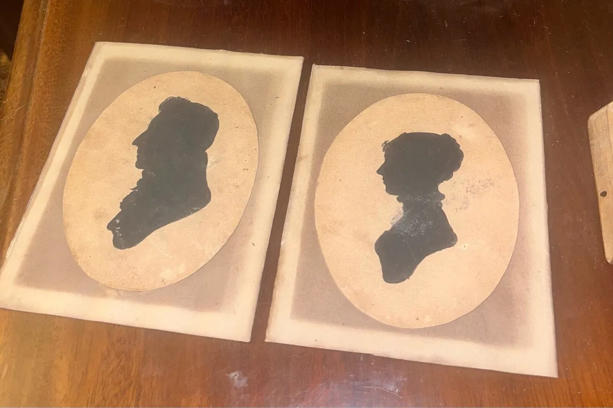 Antique Pair of Silhouette Portraits - Image 1