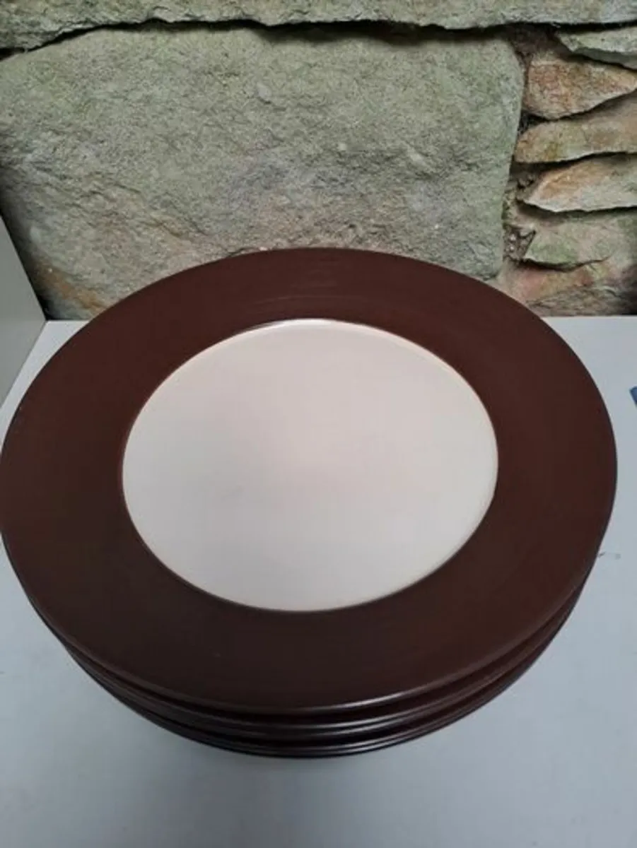 5 Ethos dinner Plates chocolate and cream - Image 2