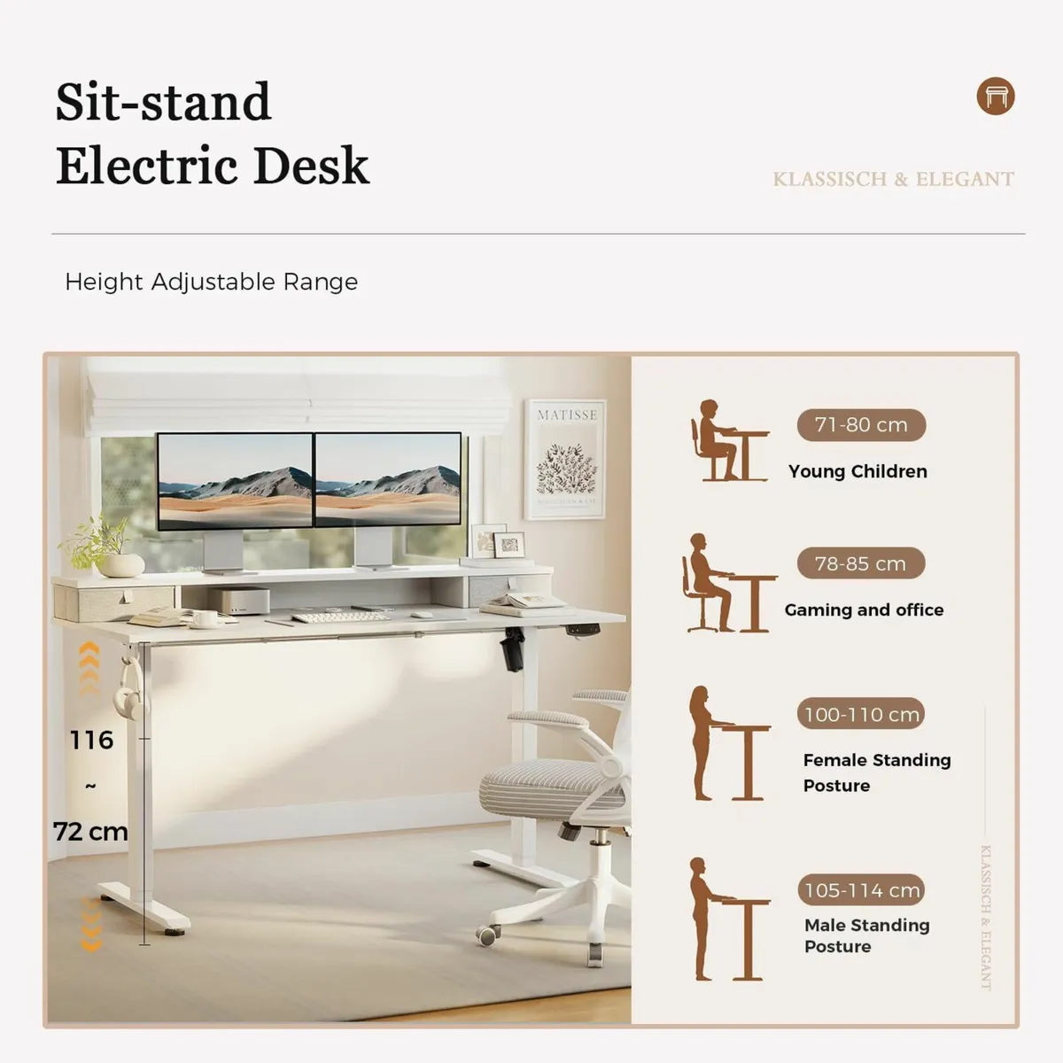 Height-Adjustable Desk with Double Drawers - Image 3