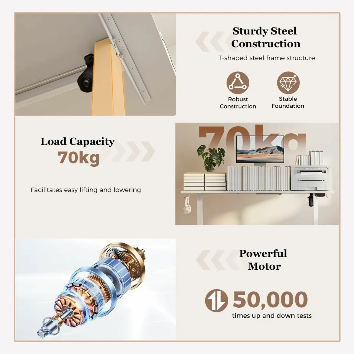 Height-Adjustable Desk with Double Drawers - Image 4