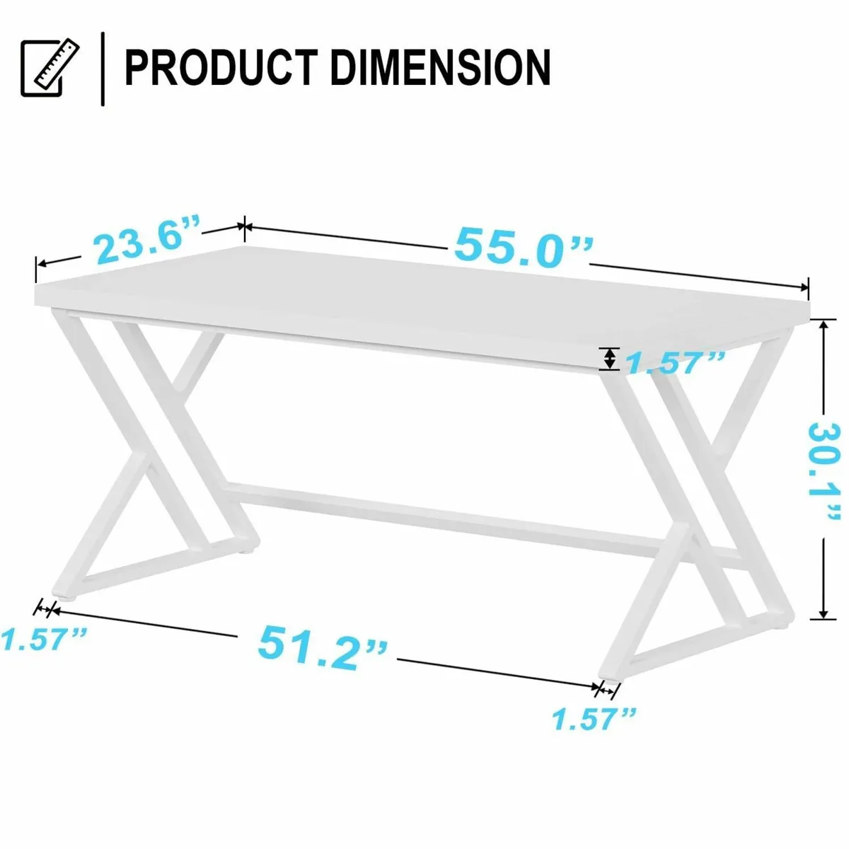 White Computer Desk Modern Wood Home Office for - Image 2