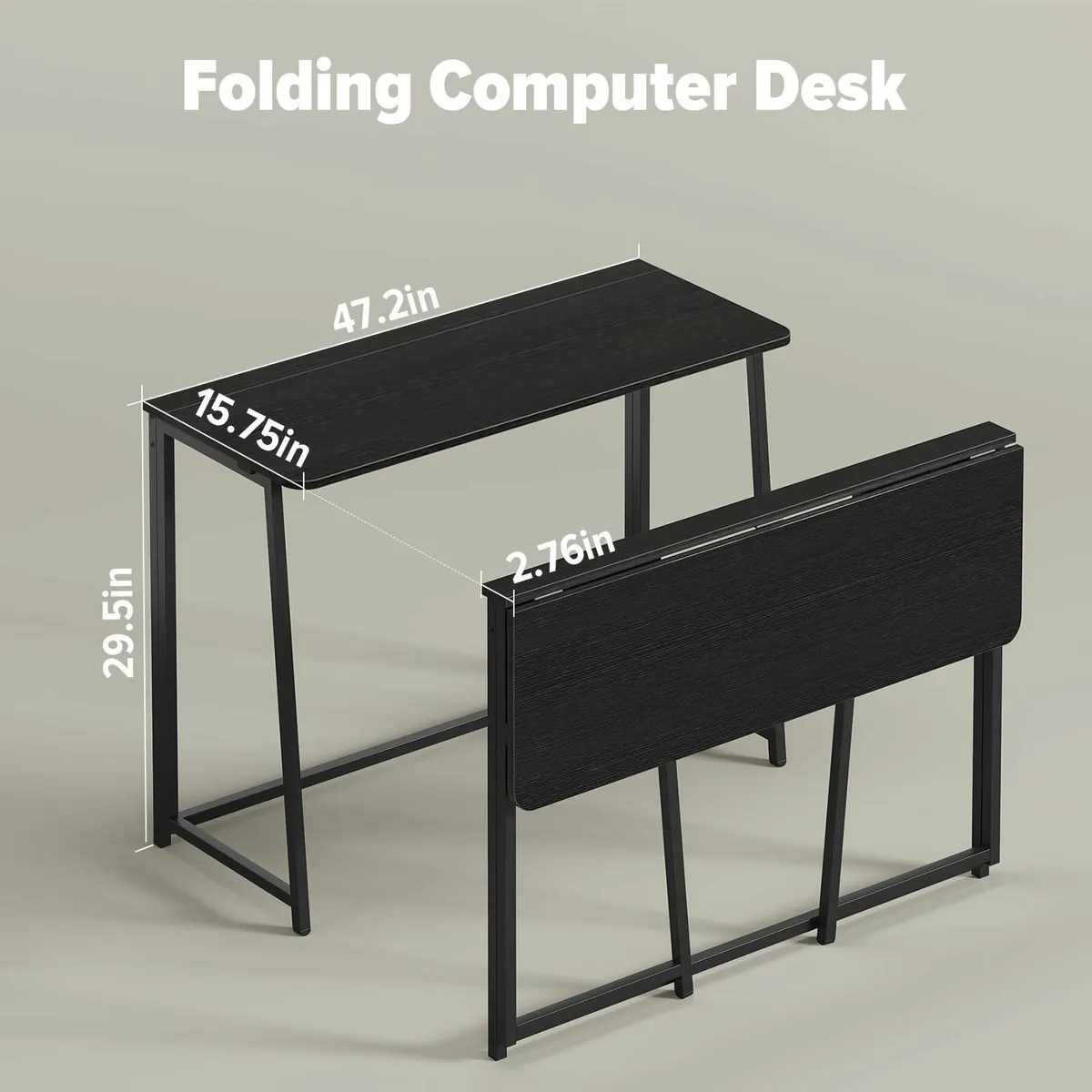 Folding Desk Narrow Writing Foldable Space-Saving - Image 2