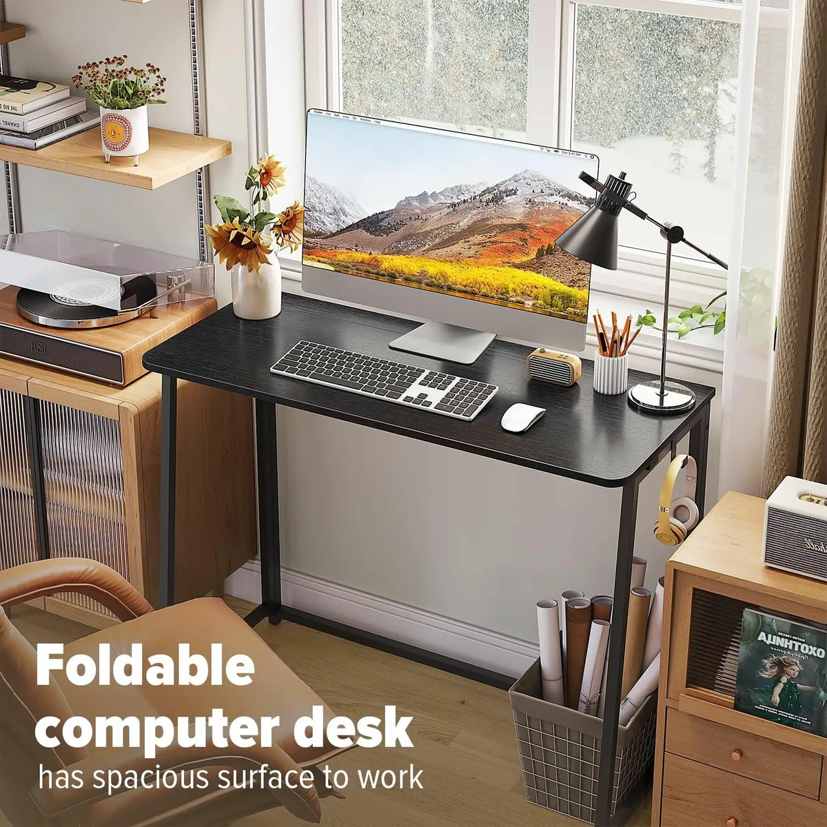 Folding Desk Narrow Writing Foldable Space-Saving - Image 3