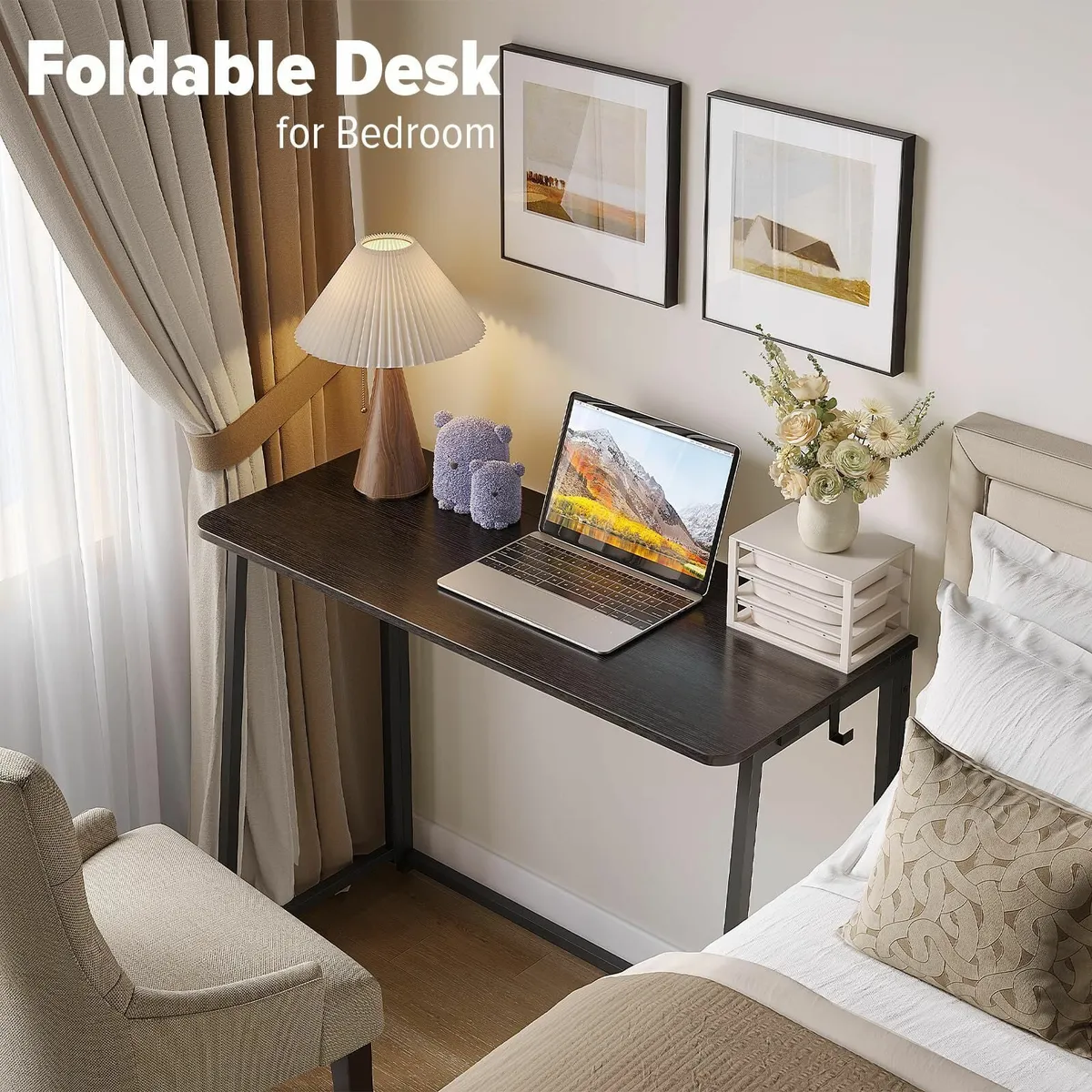Folding Desk Narrow Writing Foldable Space-Saving - Image 4