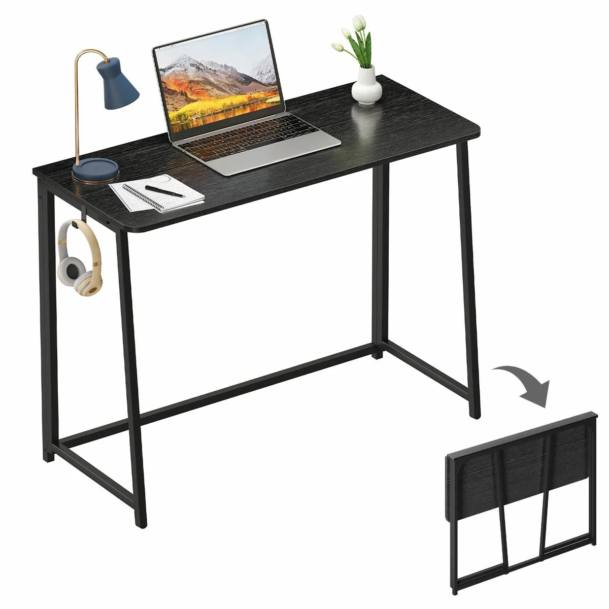 Folding Desk Narrow Writing Foldable Space-Saving - Image 1
