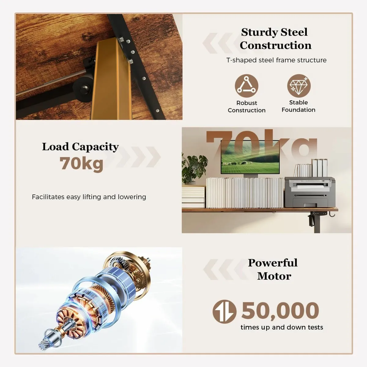 Height-Adjustable Desk with Double Drawers - Image 4