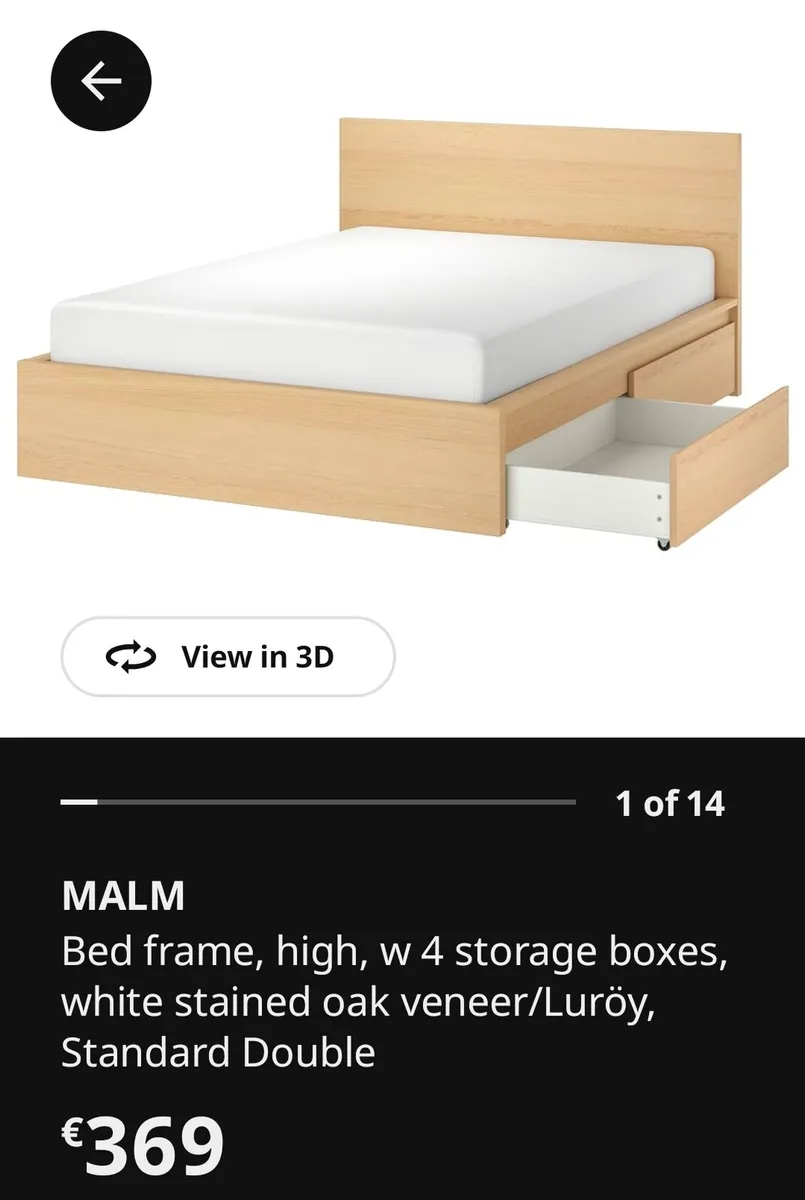 IKEA MALM BED (160x200) + 4 Drawers - Image 1