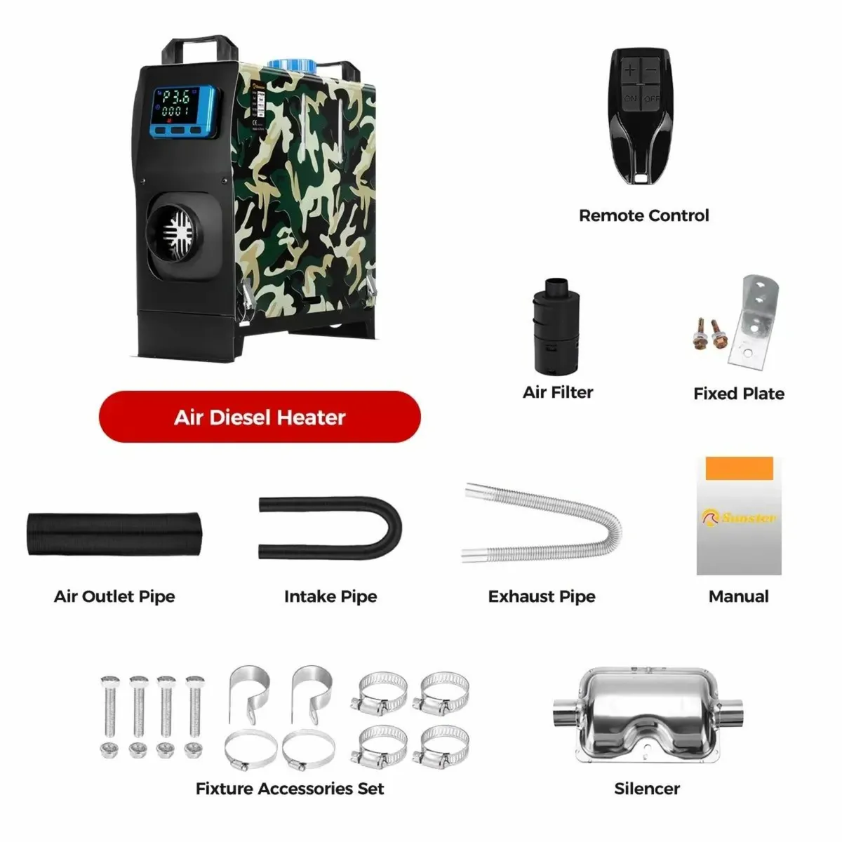 3/8KW 12V Diesel Air Heater Without Adapter - Image 1
