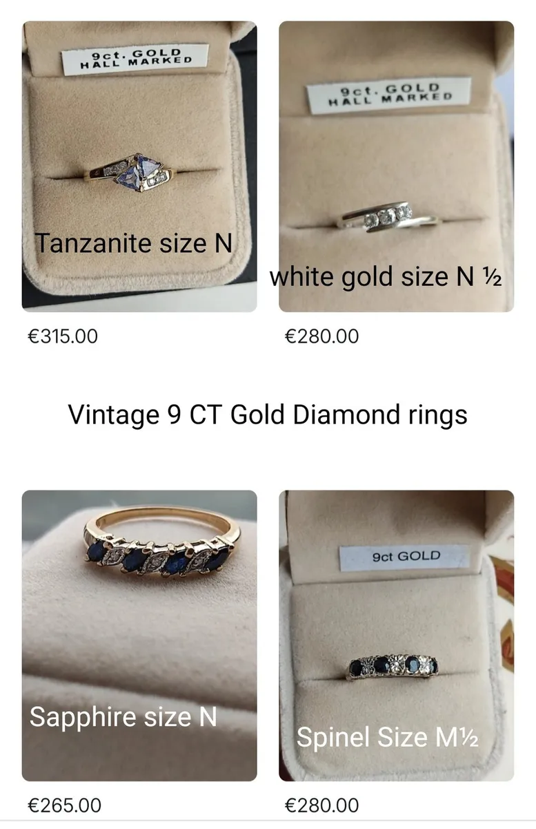 Vintage 9ct Gold Diamonds rings - Image 1