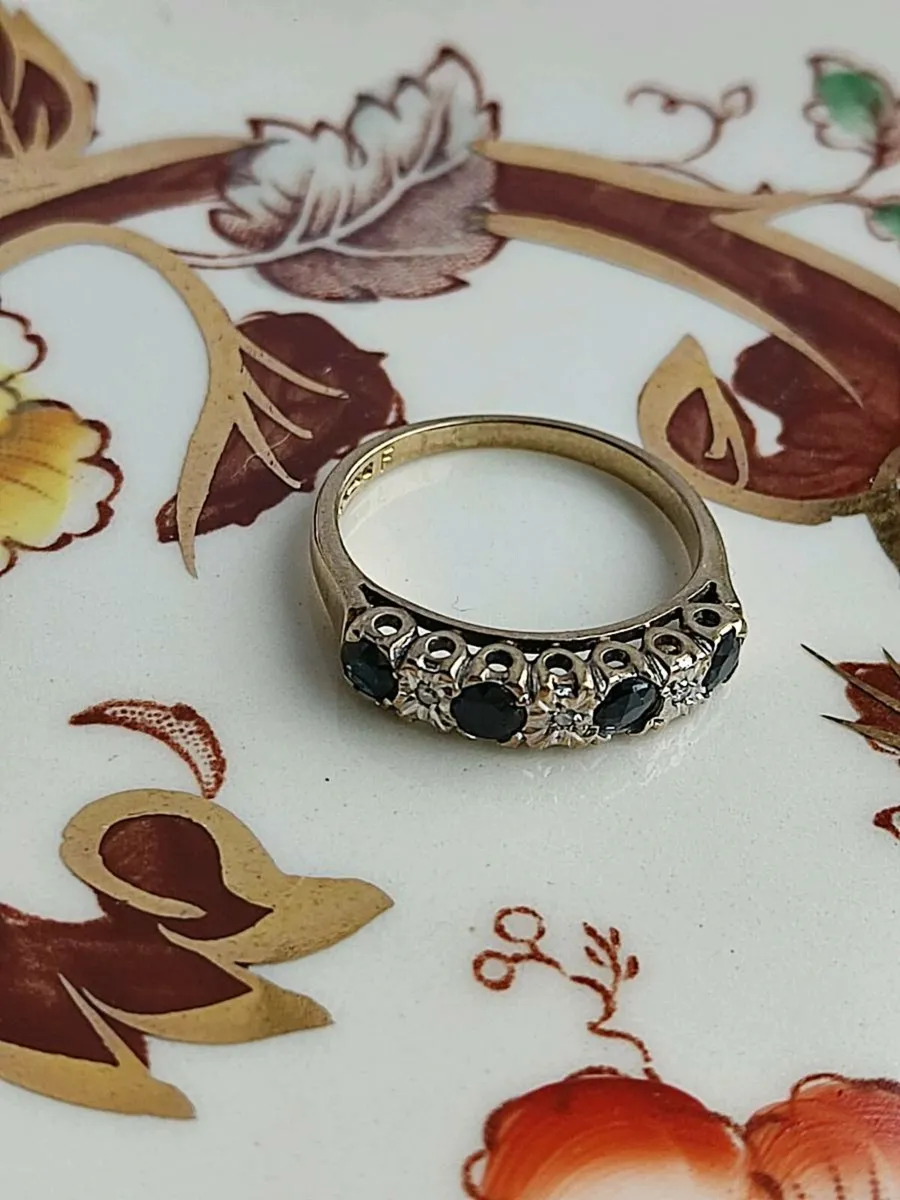 Vintage 9ct Gold Diamonds rings - Image 3