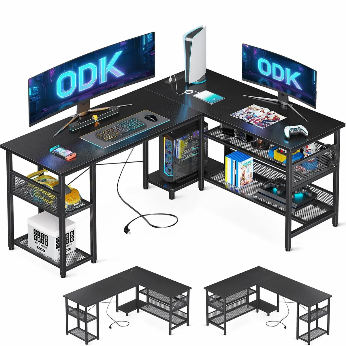 L Shaped Gaming Desk 150 x 102 cm Reversible - Image 1