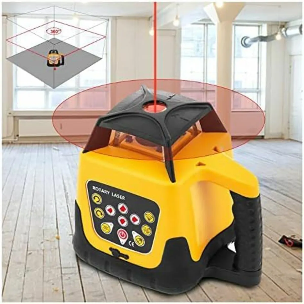 Rotary Laser Level Red Beam Self-Leveling - Image 4