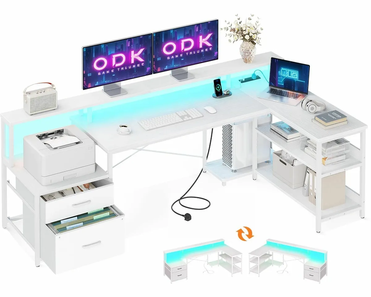 Corner Desk with Drawers 189x100 cm L Shaped - Image 1