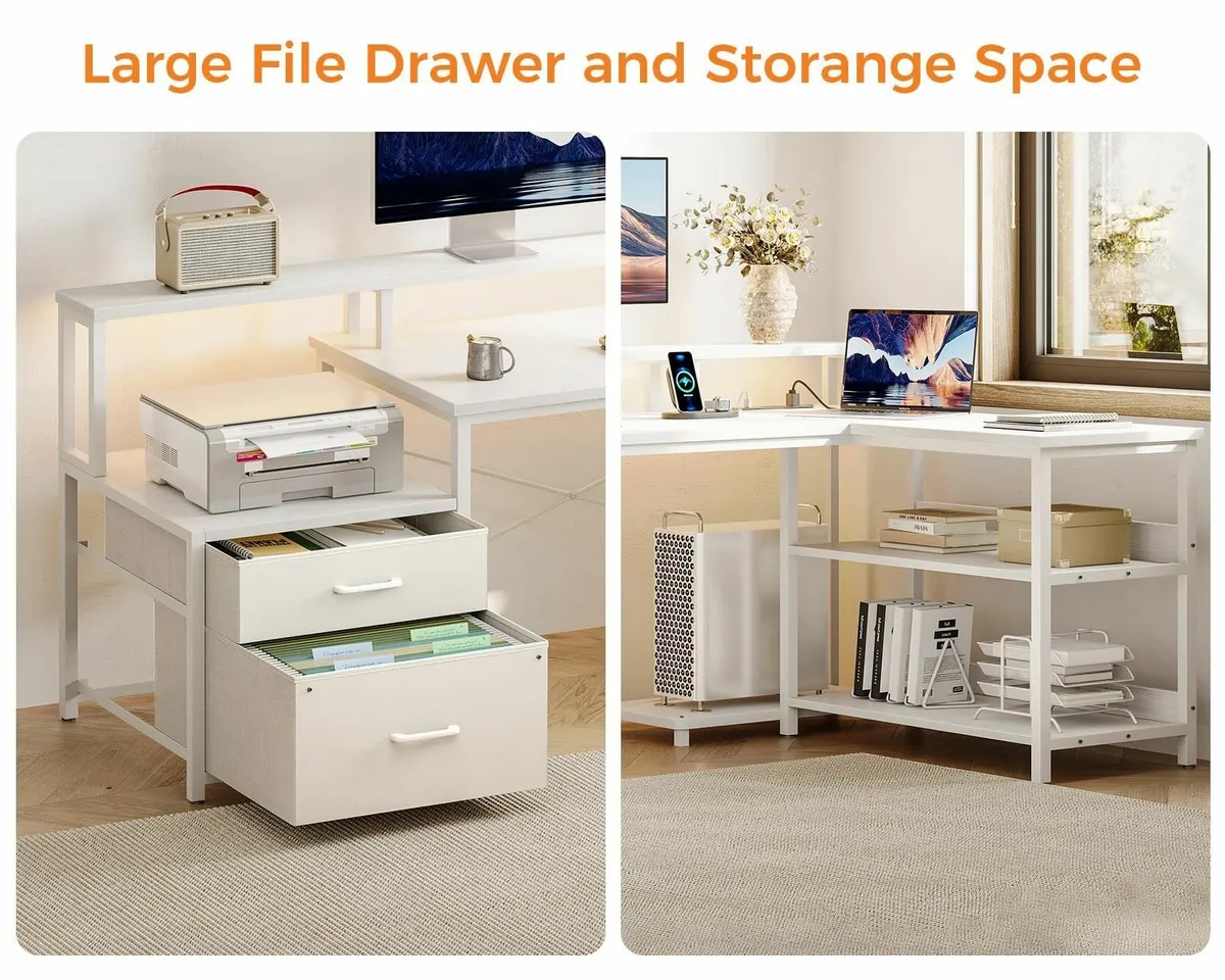 Corner Desk with Drawers 189x100 cm L Shaped - Image 4