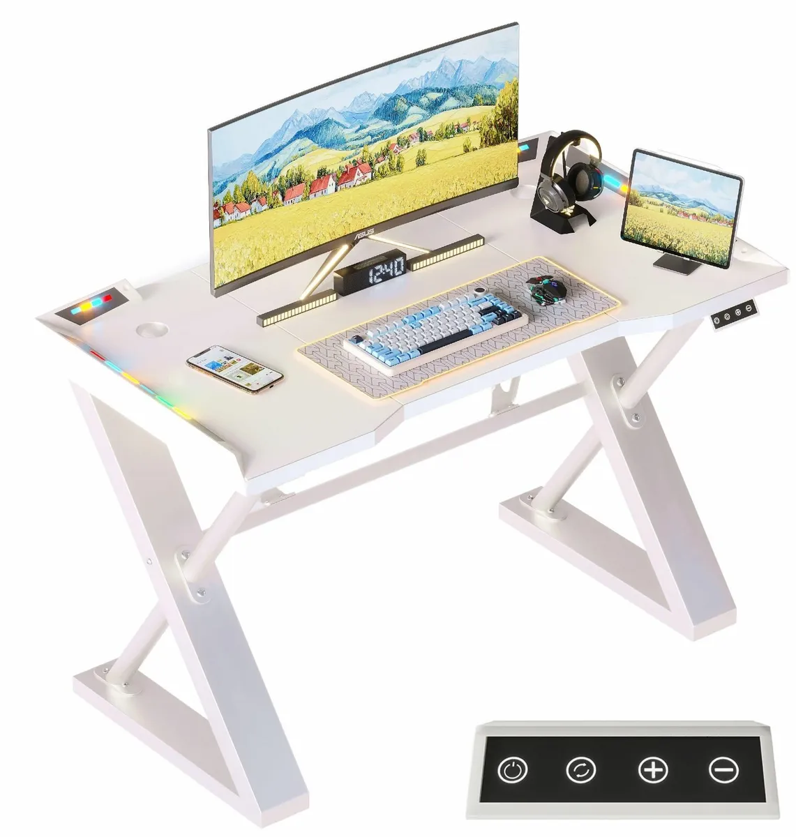 120 x 55 cm Gaming Desk with LED Lights Table - Image 1