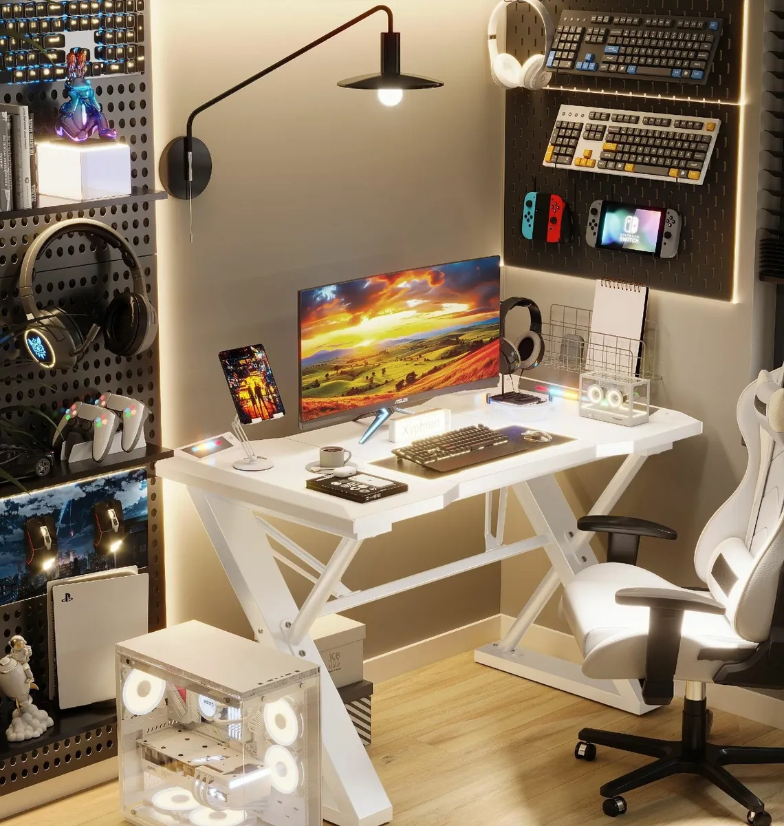 120 x 55 cm Gaming Desk with LED Lights Table - Image 2