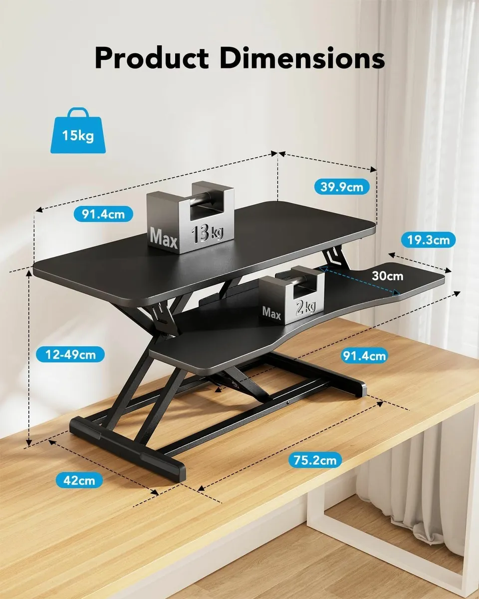 Standing Desk Converter 91cm/36'' Height Adjustabl - Image 3