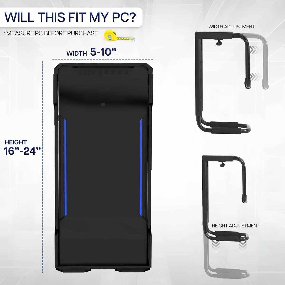 Heavy Duty Adjustable Under-Desk PC Mount - Image 3