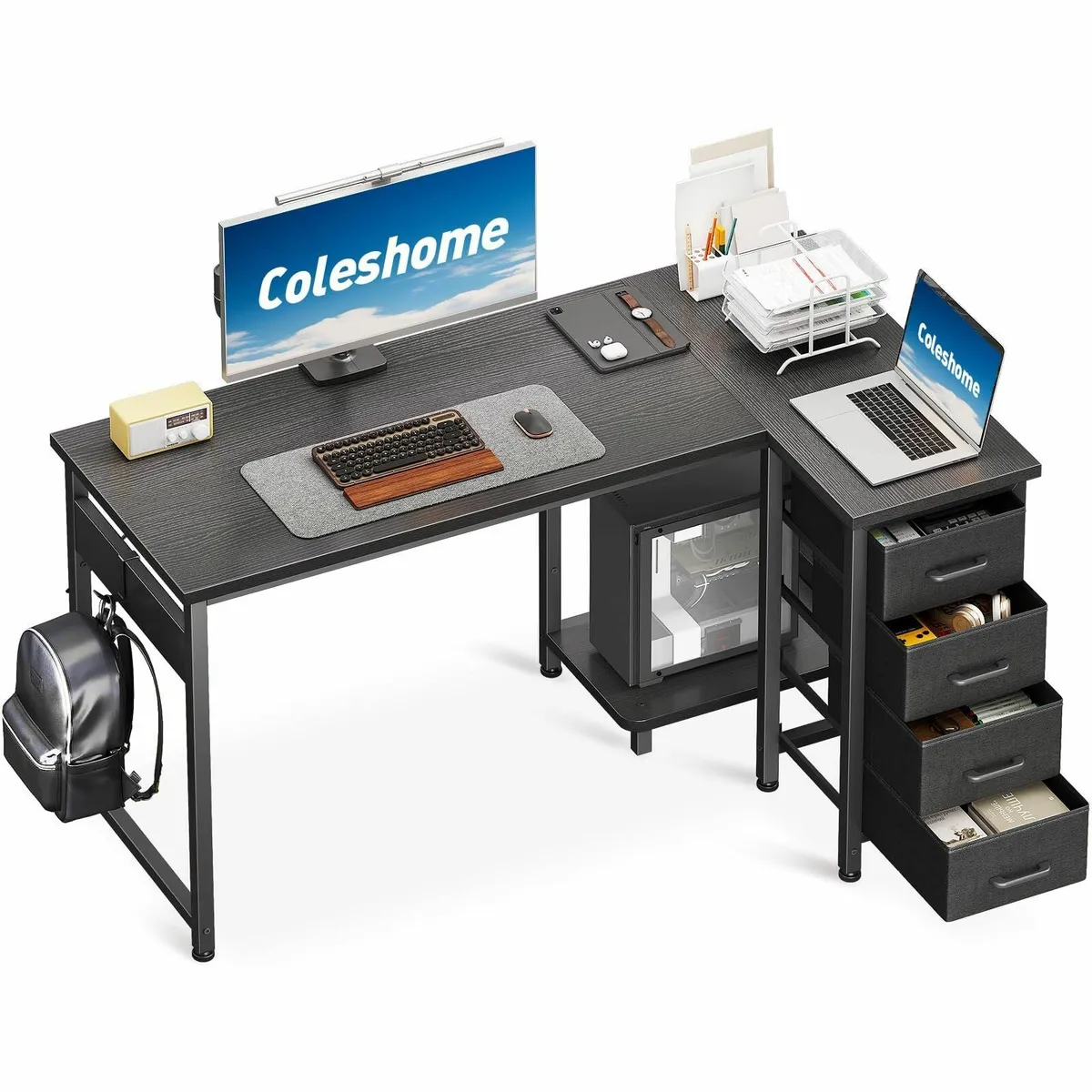 Computer Desk with Drawers 120x70 cm Corner for - Image 1