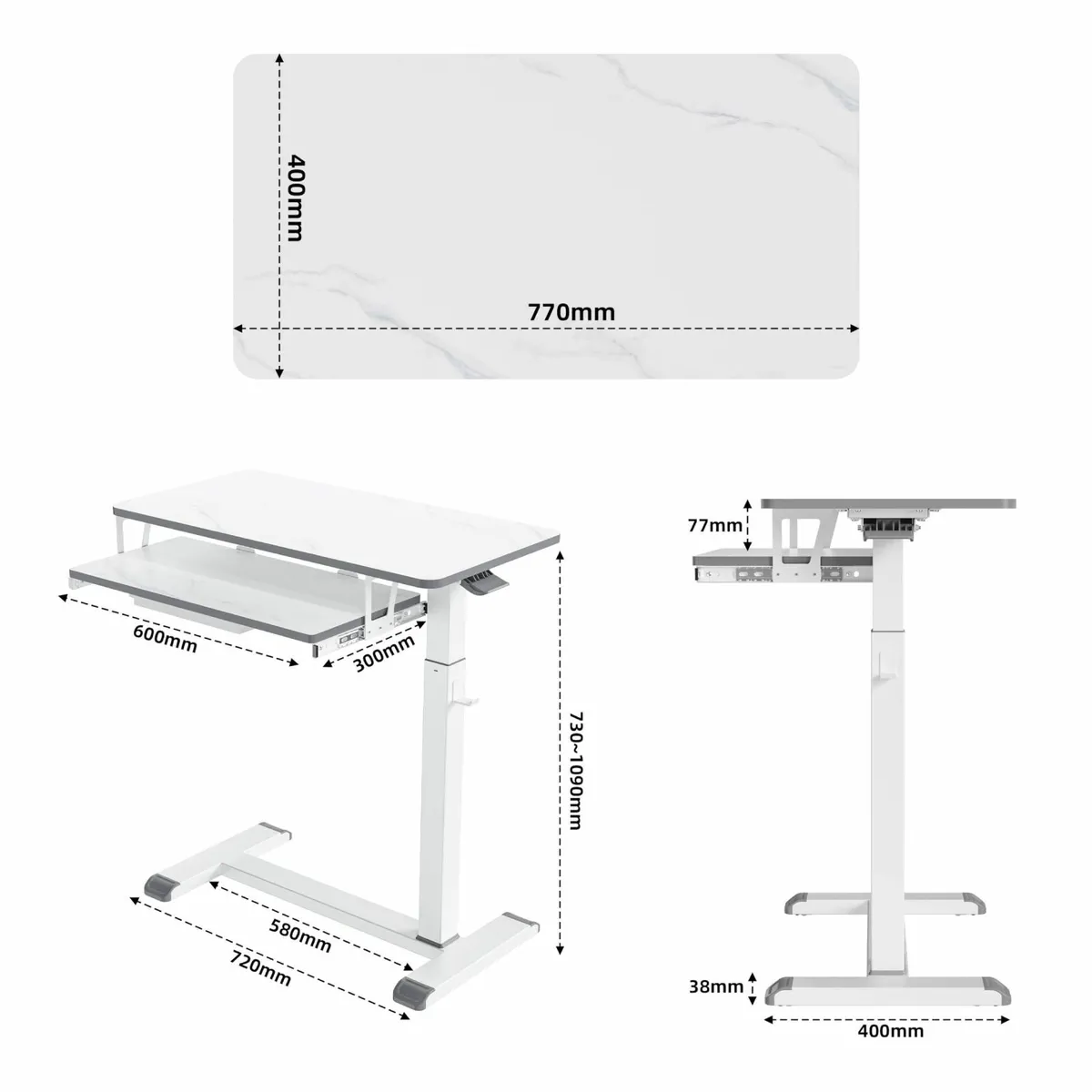 Workstation Table with Wheels Small Office - Image 3