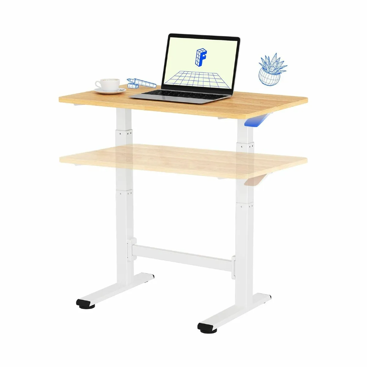 Small Standing Desk 80x50cm with Wheels Pneumatic - Image 1
