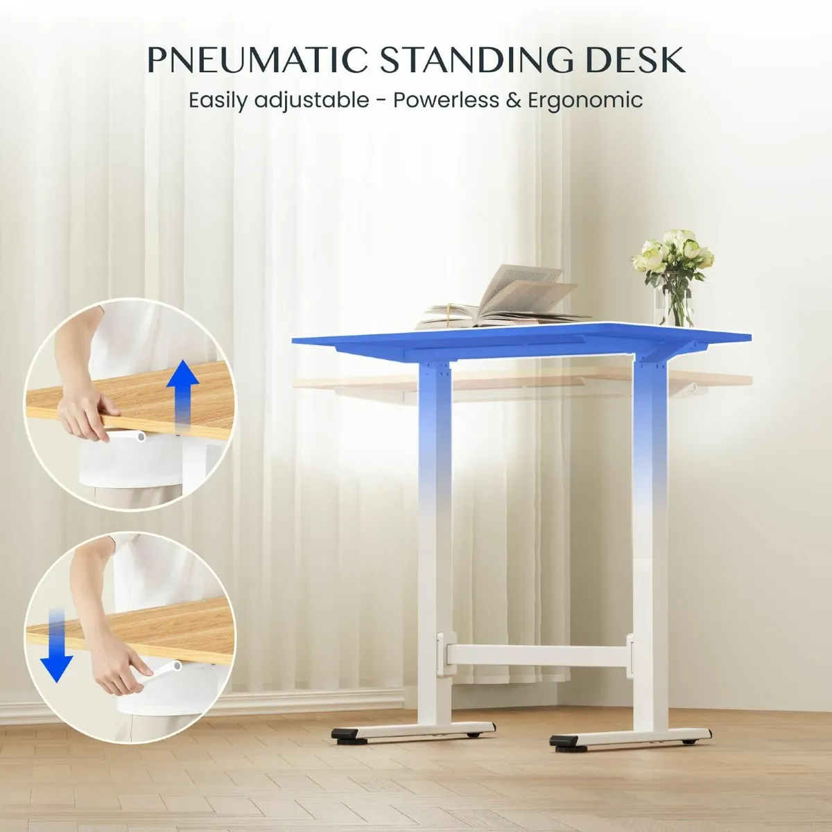 Small Standing Desk 80x50cm with Wheels Pneumatic - Image 3