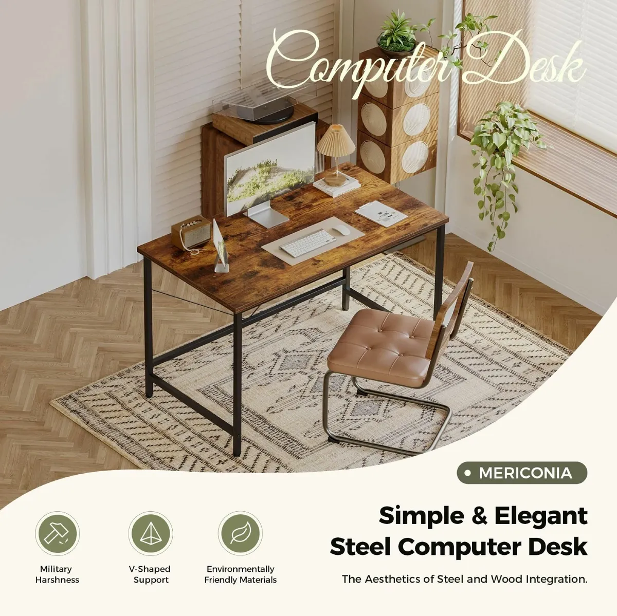 Computer Desk with Storage Shelf on the Right 100 - Image 3