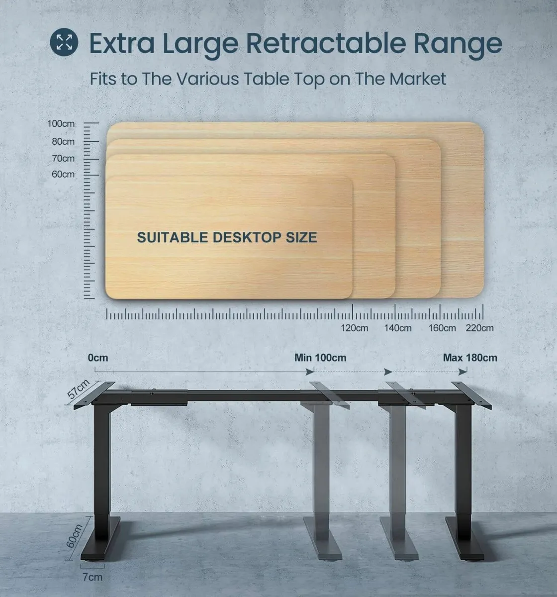 Adjustable Height Standing Desk Frame Two-Stage - Image 4