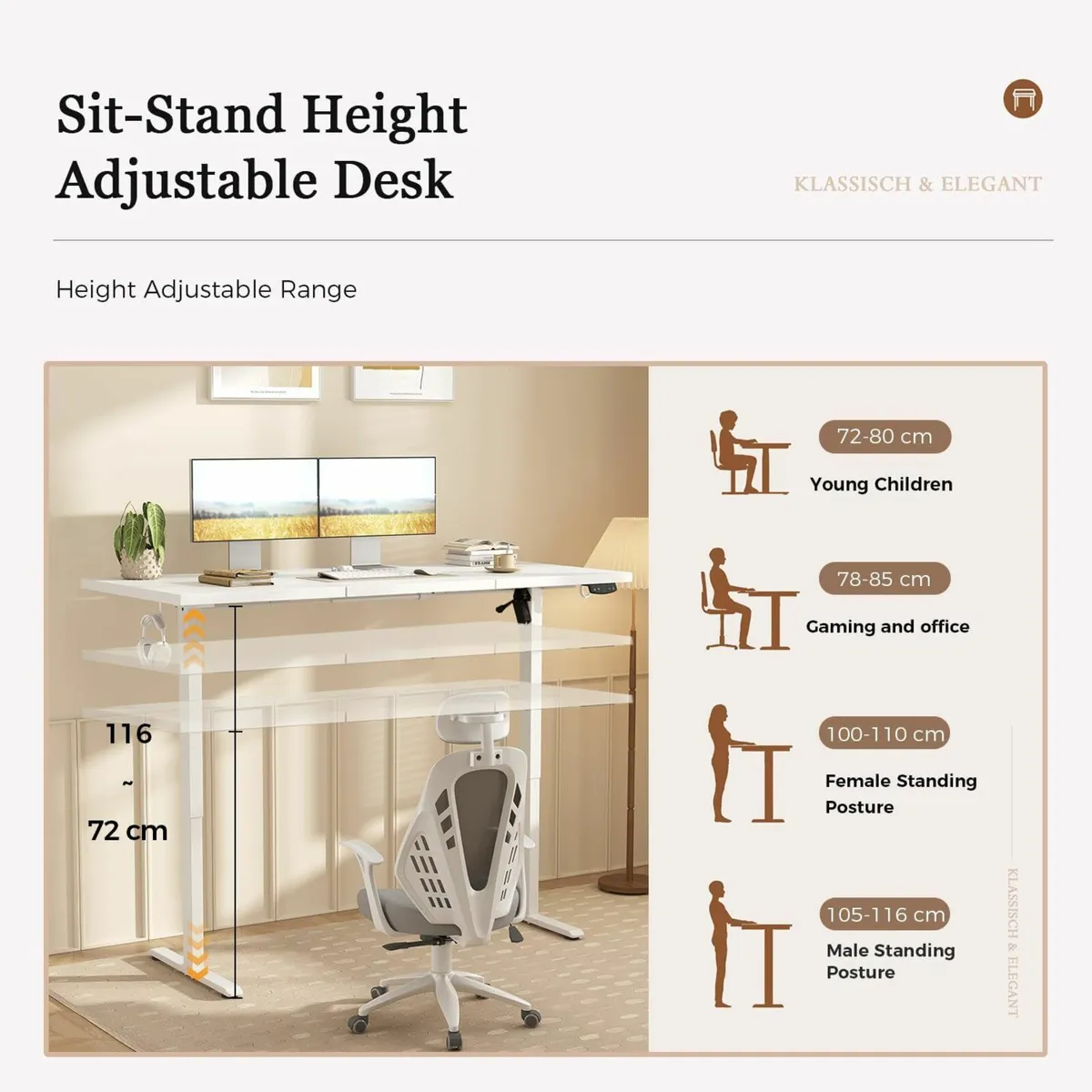 Height-Adjustable Desk Electric Sit-Stand Office - Image 3