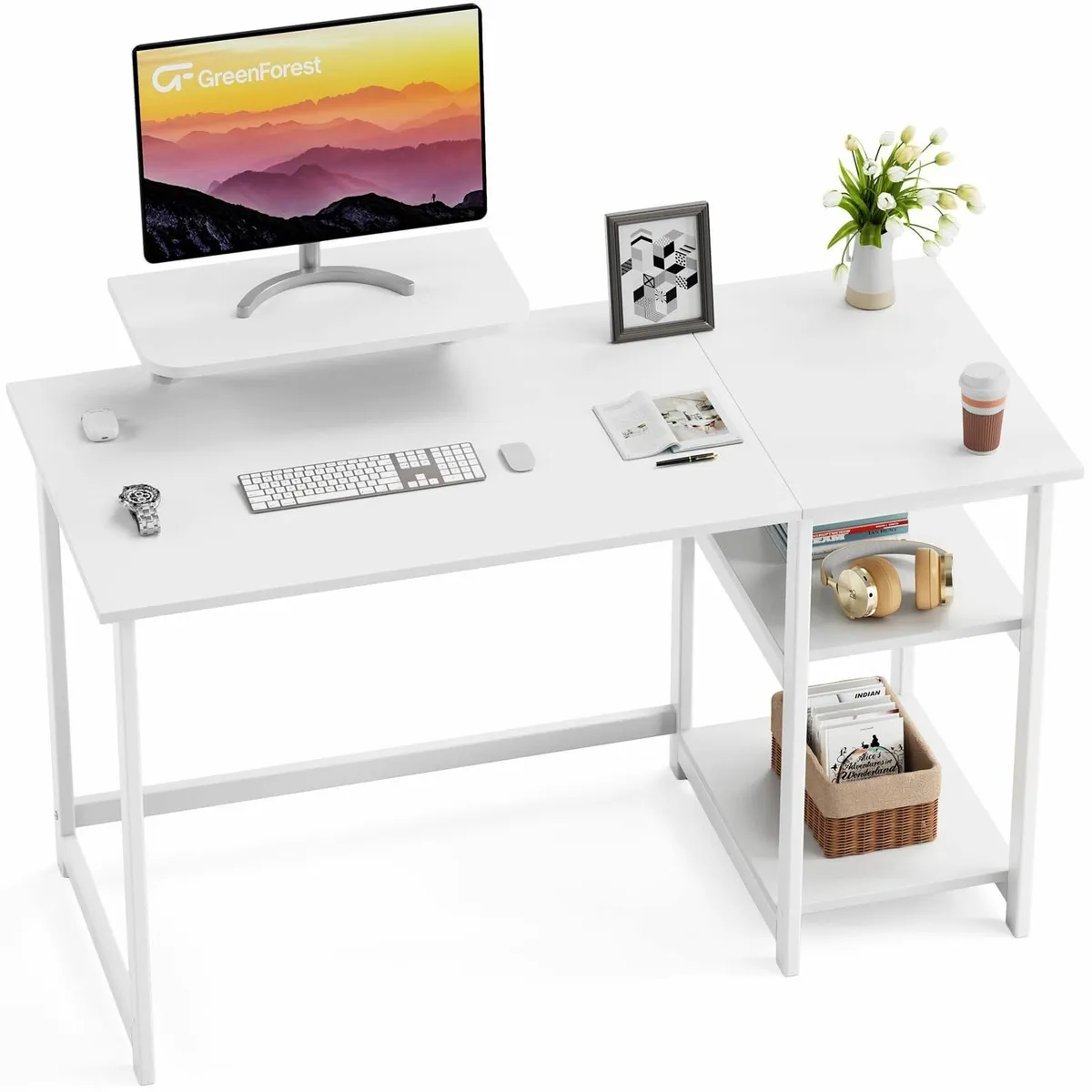 Computer Desk with Monitor Stand 100cm Home - Image 1
