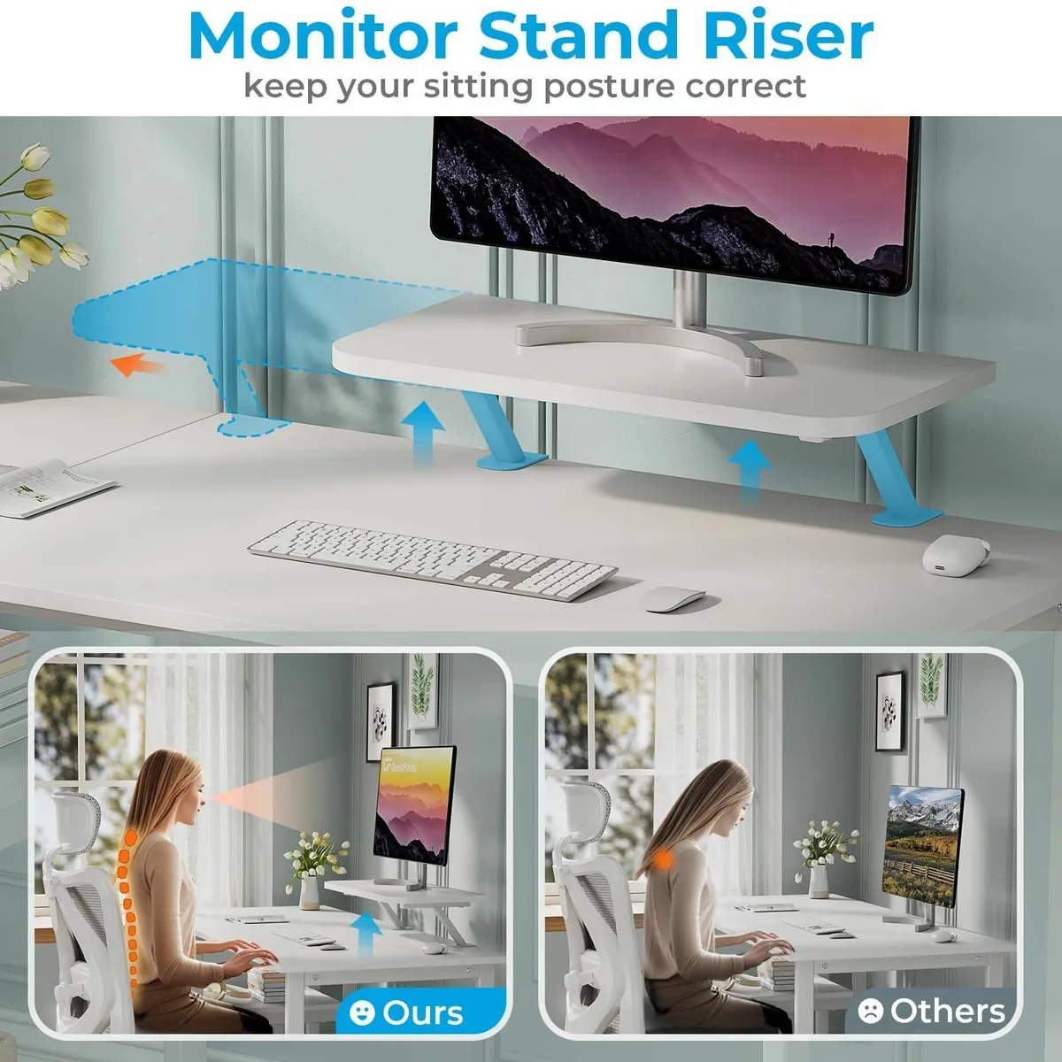 Computer Desk with Monitor Stand 100cm Home - Image 4