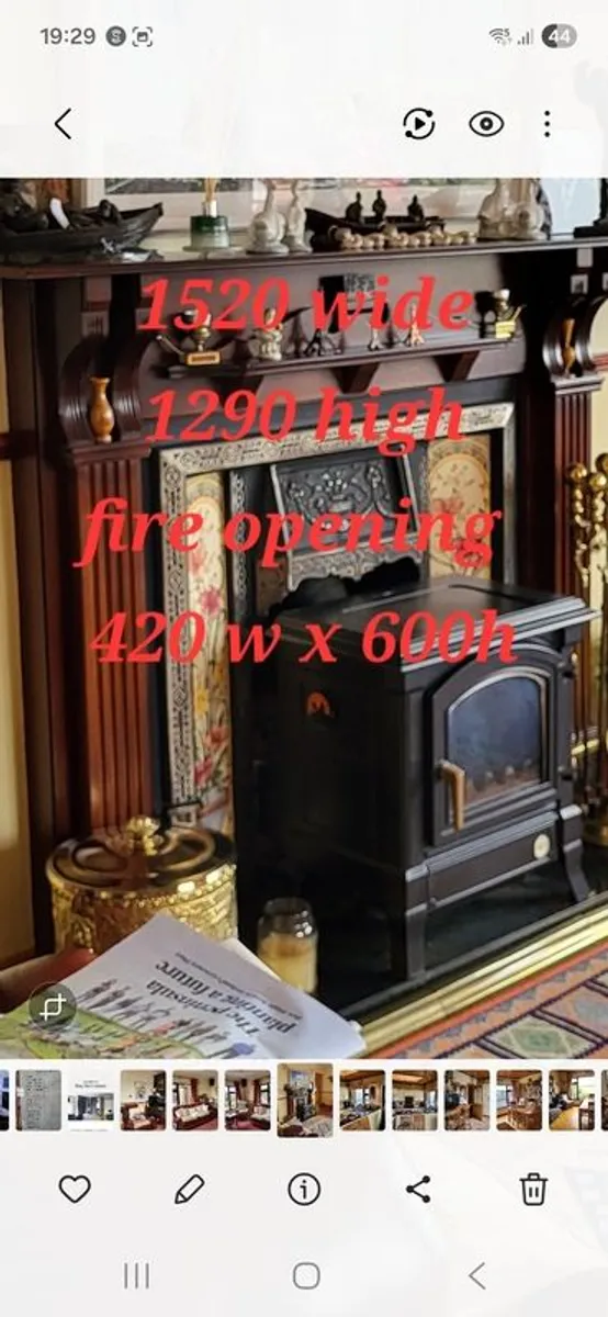 Fireplace surround with cast iron and tiled insert. - Image 3