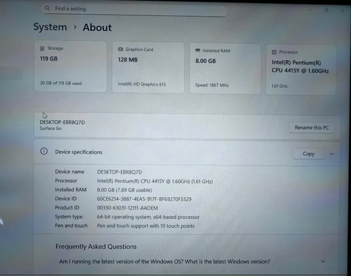 Surface Go LTE SIM Slot 1825 8GB 128GB Win 11 Pro - Image 2