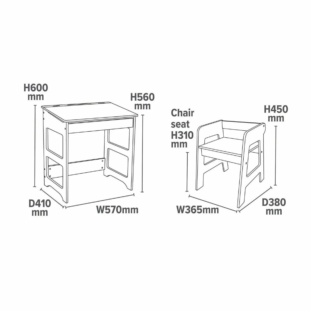Kids Scandi Study Desk and Chair - Image 2