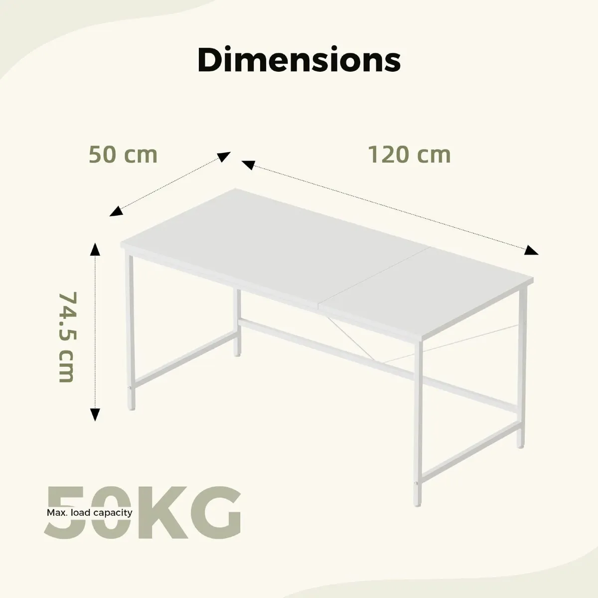 120x50 cm Computer Desk Gaming for Small Spaces - Image 2