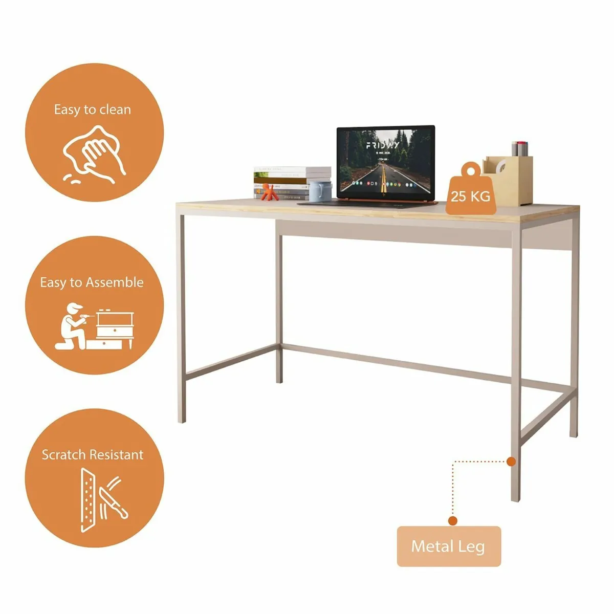 120cm Wide Home Office Desk Stylish Wooden Study - Image 4