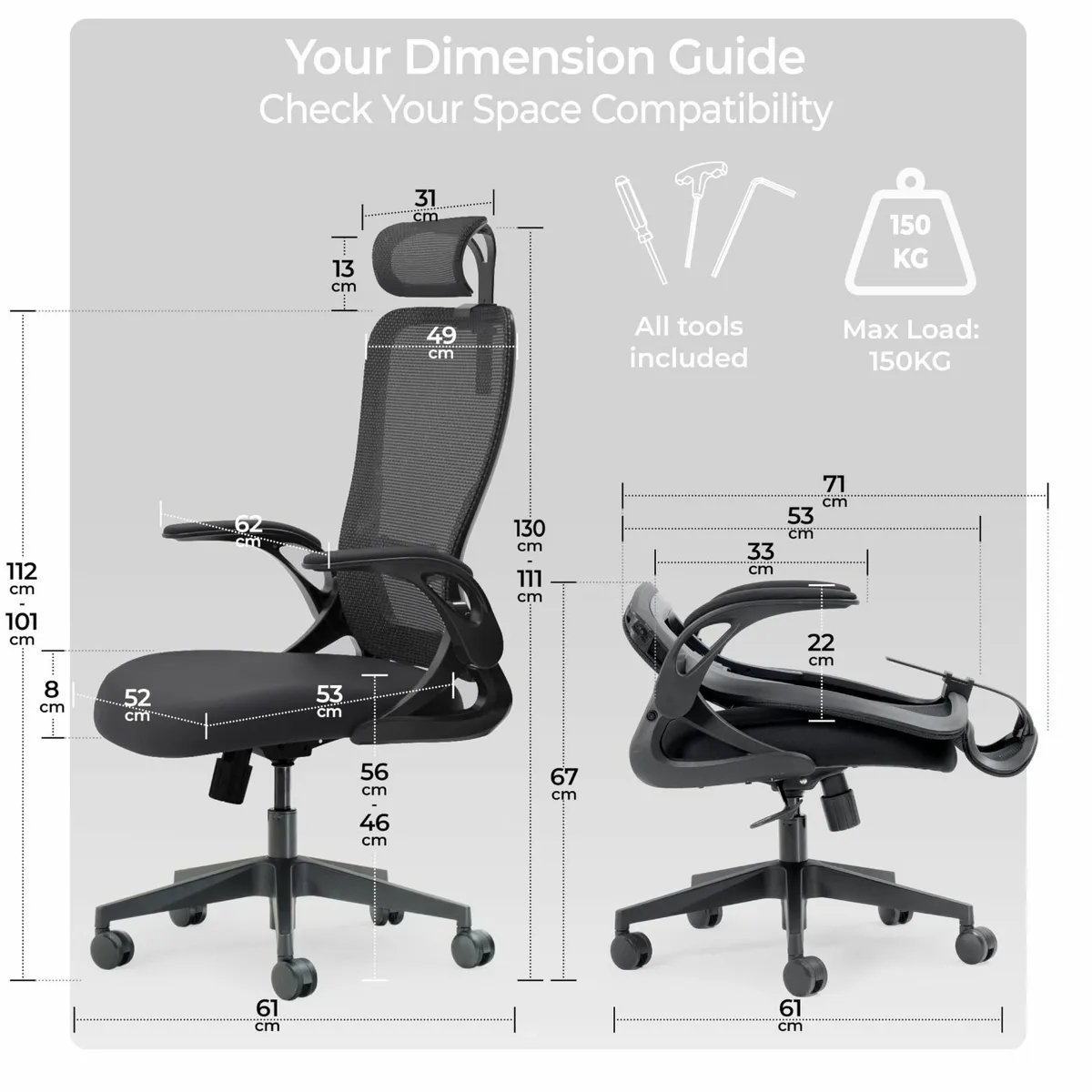 Model U Folding Office Chair for Small Spaces - Image 2