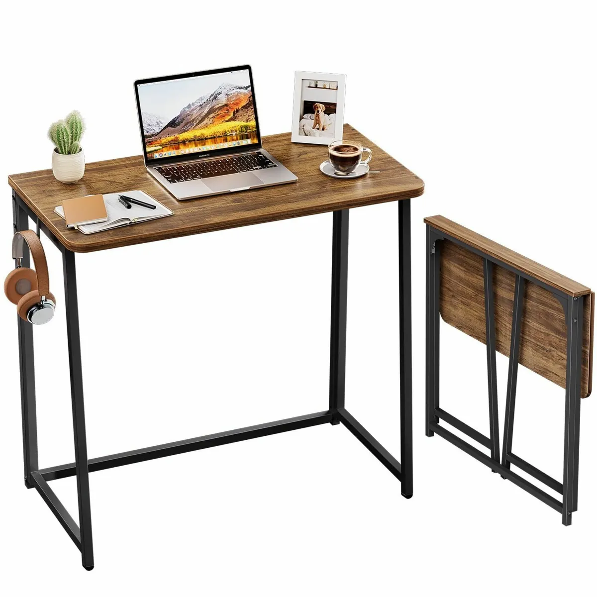 Folding Computer Desk Small Writing 80cm Space-Sav - Image 1