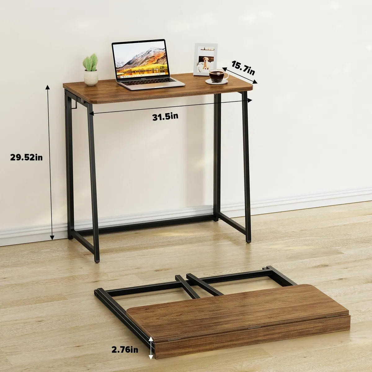 Folding Computer Desk Small Writing 80cm Space-Sav - Image 2