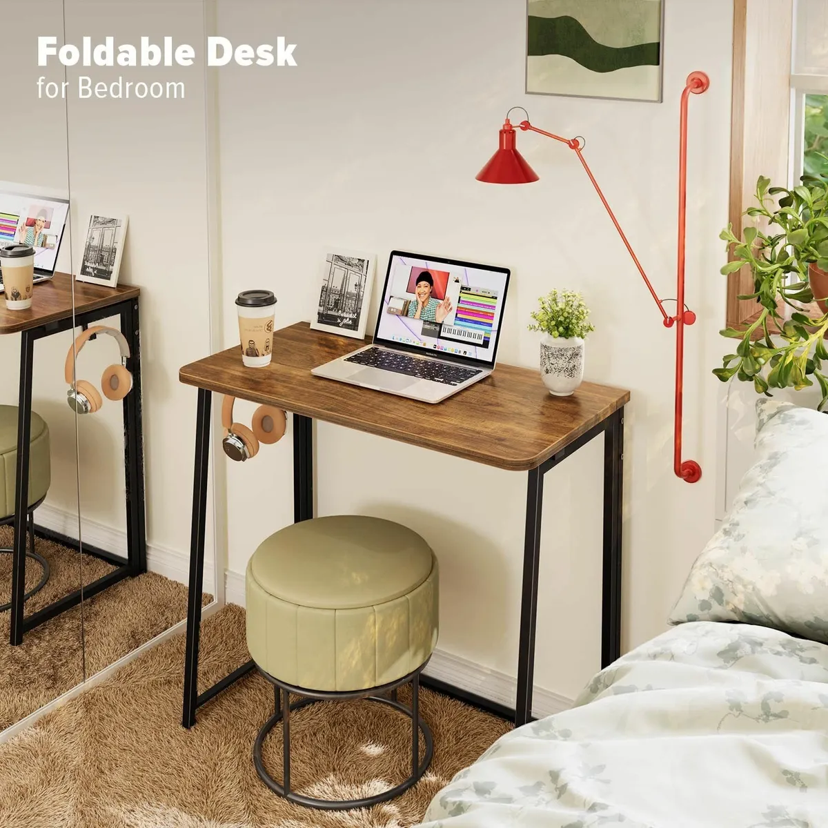 Folding Computer Desk Small Writing 80cm Space-Sav - Image 3