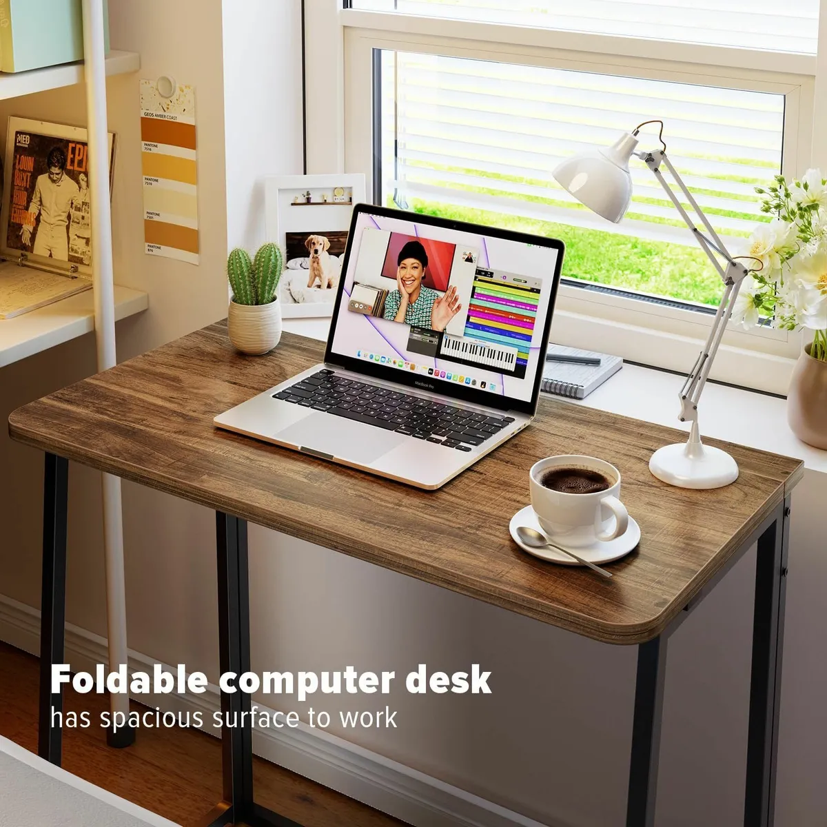 Folding Computer Desk Small Writing 80cm Space-Sav - Image 4