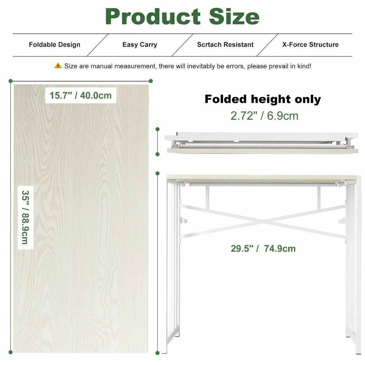 90 cm Folding Small Desk Writing Gaming Computer - Image 3