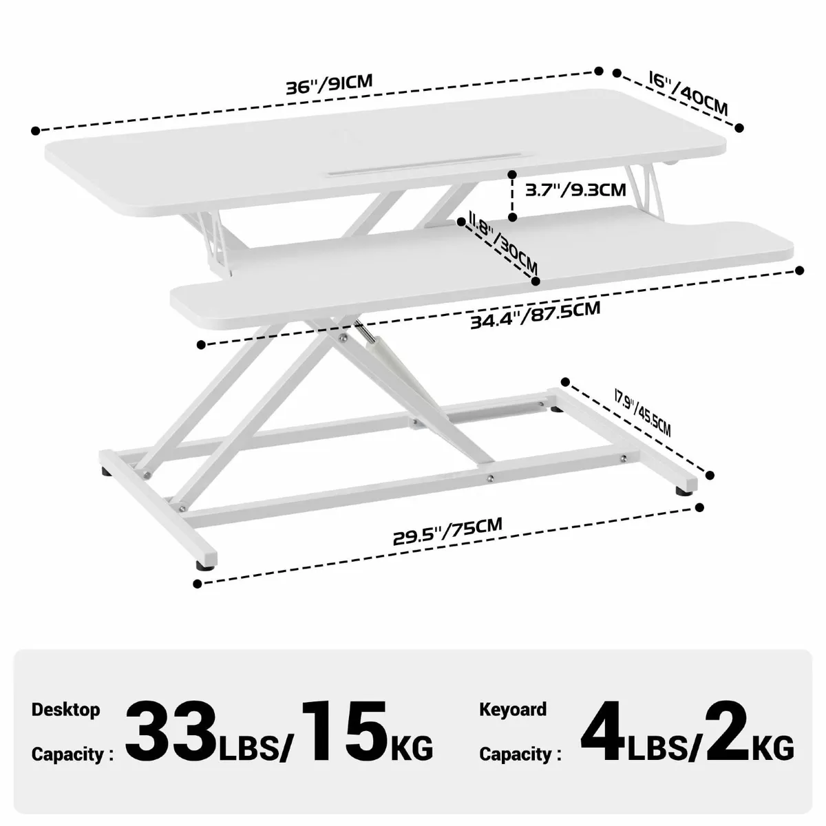 Standing Desk Converter 36/91cm Wide Height - Image 4