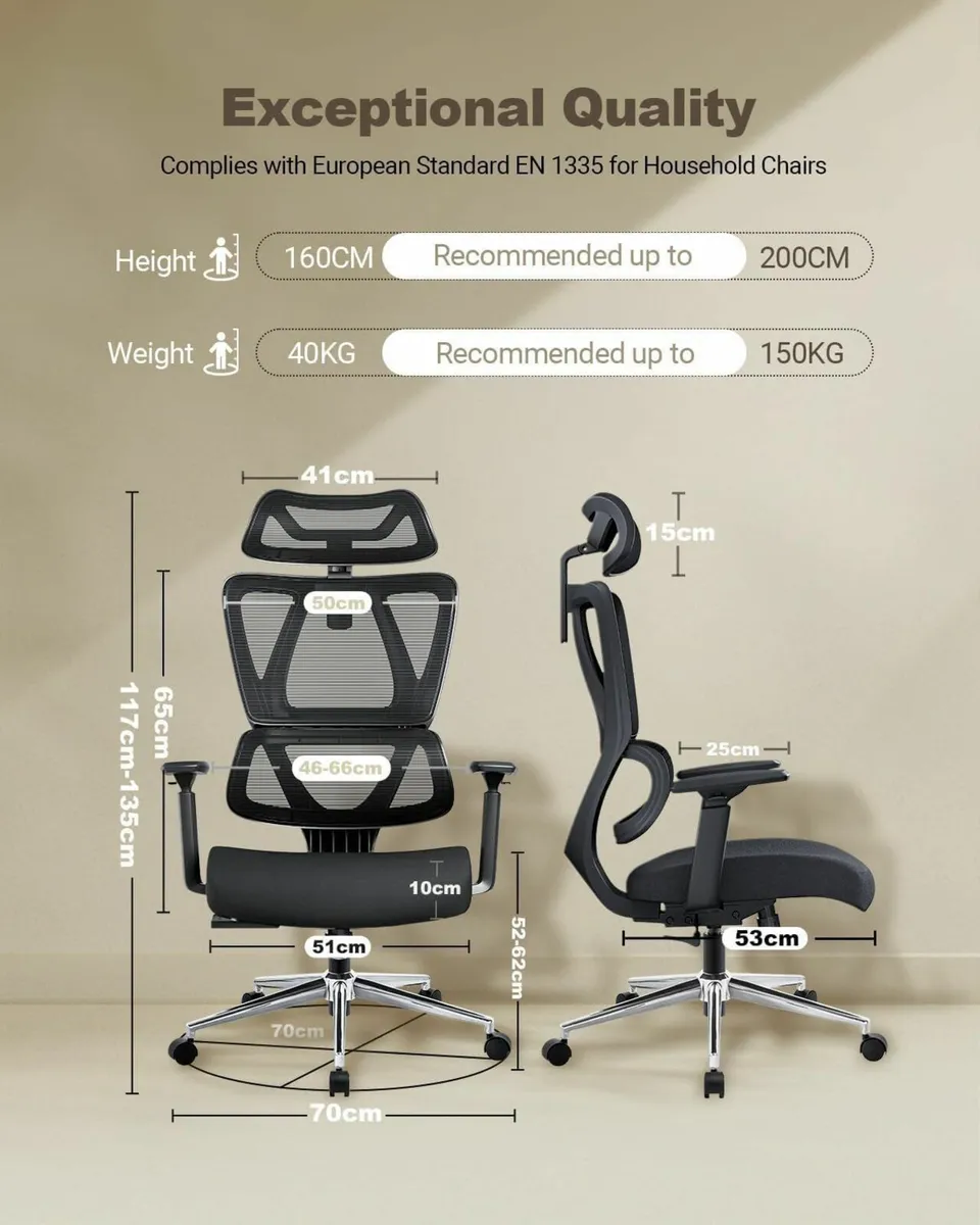 Ergonomic Office Chair Desk with 20 Pocket - Image 2