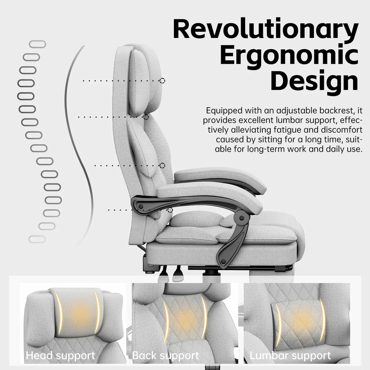 Desk Chair Ergonomic Office for Home Fabric - Image 4
