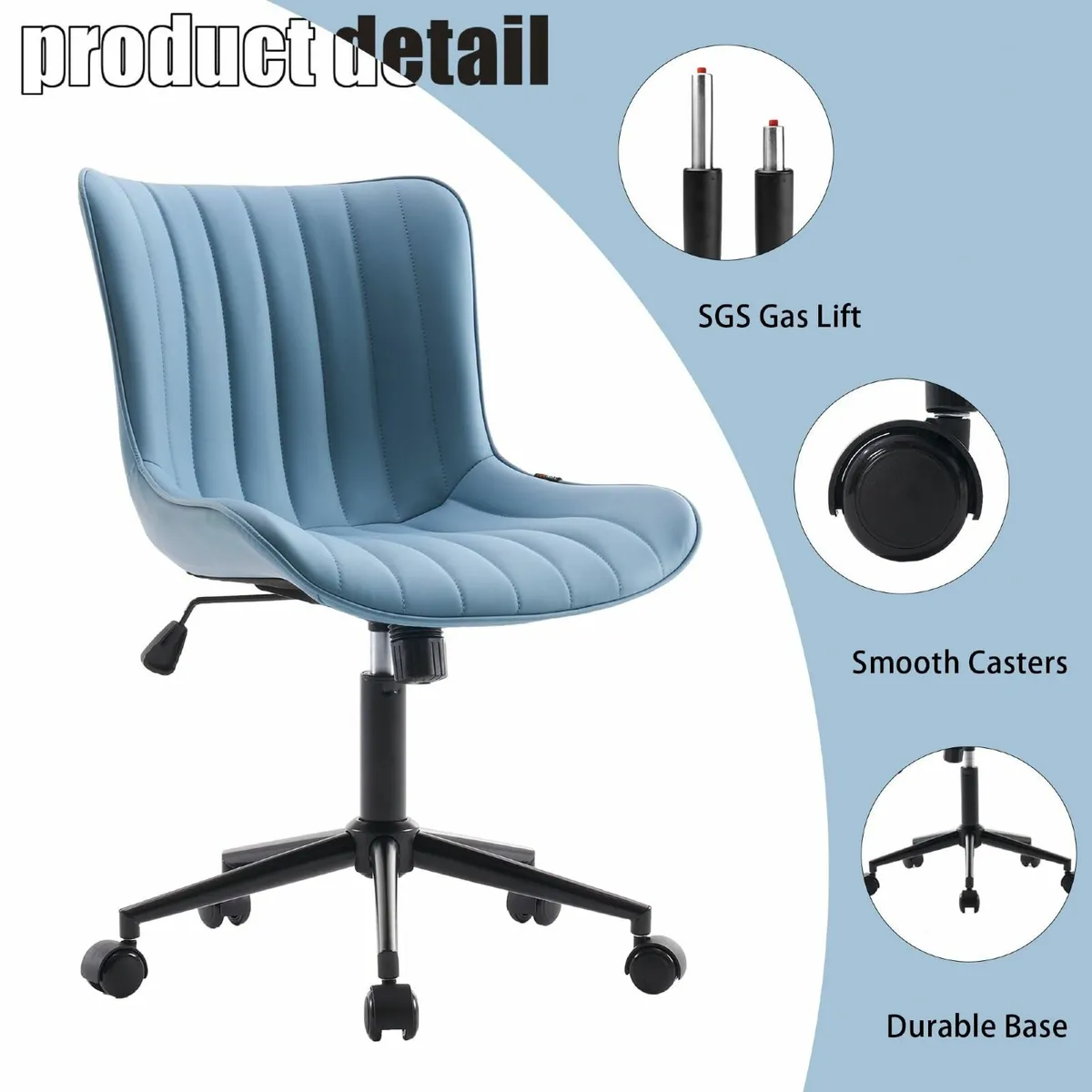 Home Office Chair Swivel Armless Desk Faux - Image 4