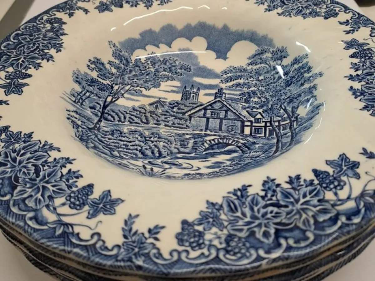Vintage blue and white soup plates Myott - Image 2