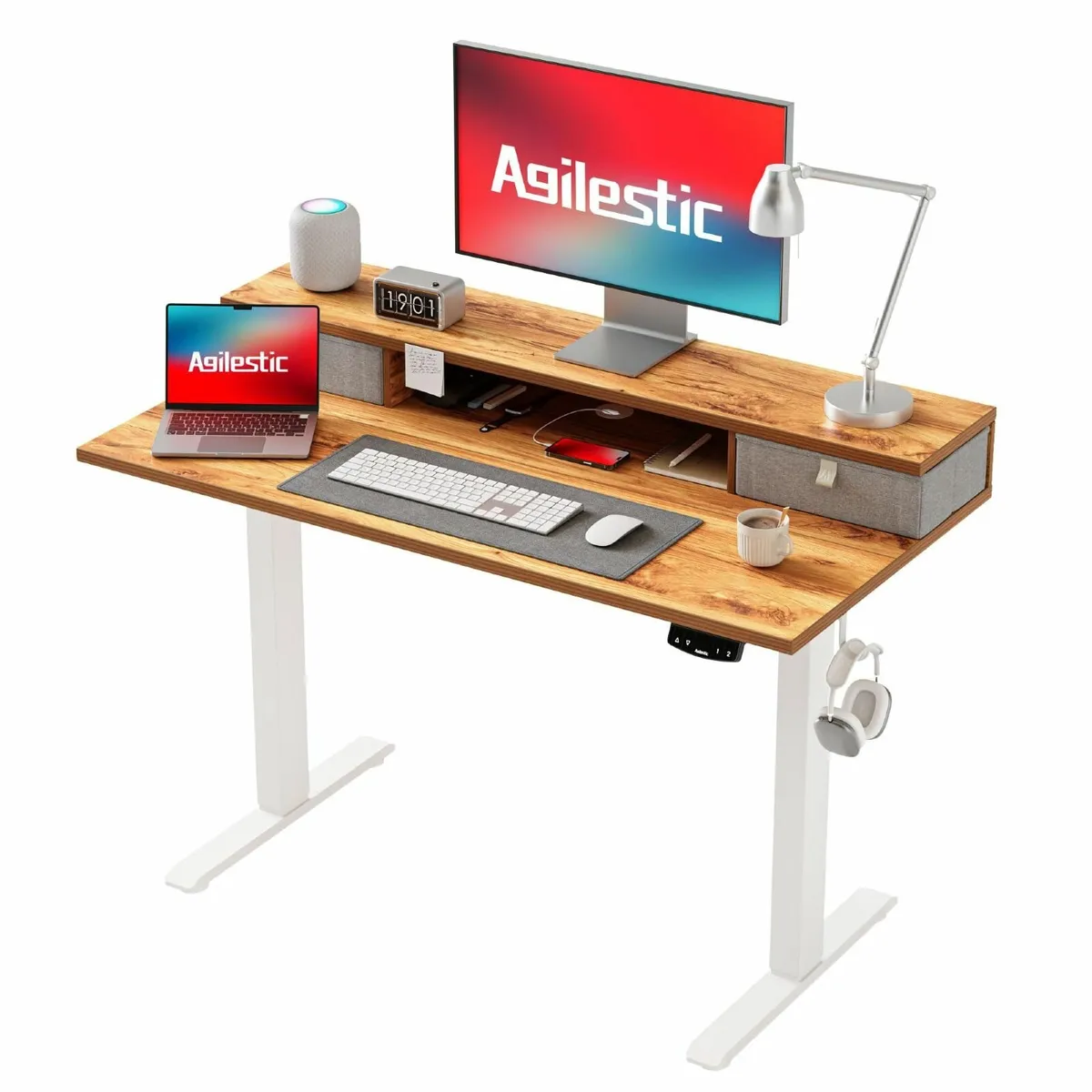 Electric Adjustable Height Desk with 2 Drawers - Image 1