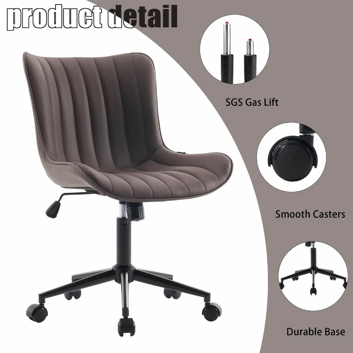 Home Office Chair Swivel Armless Desk Faux - Image 4